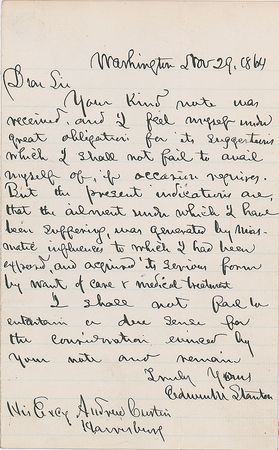 Lot #380 Edwin M. Stanton Handwritten Letter Signed - Image 1