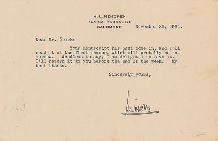 Lot #679 H. L. Mencken - Image 1