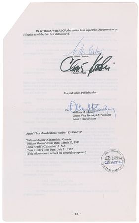 Lot #1028 Star Trek: William Shatner Signed Document - Image 1