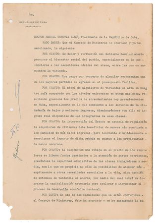 Lot #253 Fidel Castro Signed Document - Image 1