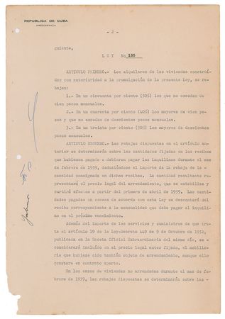 Lot #253 Fidel Castro Signed Document - Image 2