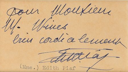 Lot #815 Edith Piaf Signature - Image 2
