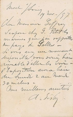 Lot #552 Alfred Sisley Handwritten Letter Signed - Image 1