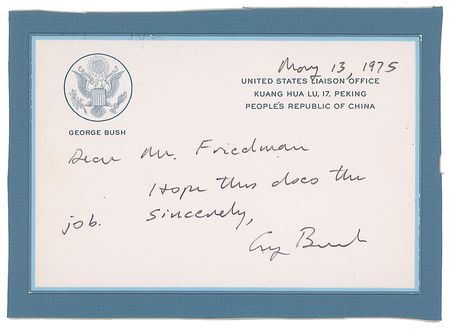 Lot #144 George Bush Signed Photograph and Signed Note - Image 1