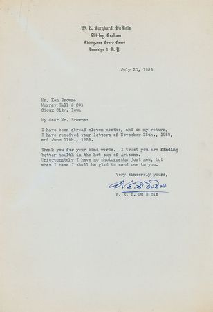 Lot #222 W. E. B. DuBois Handwritten Letter Signed - Image 1