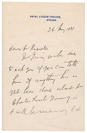 Lot #650 Bram Stoker Handwritten Letter Signed - Image 1