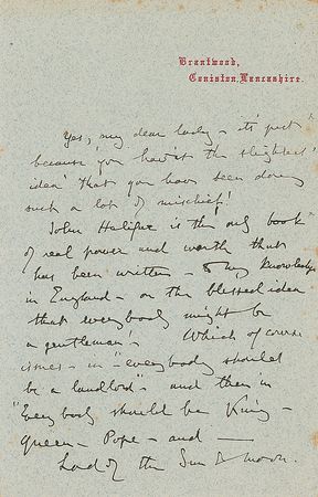Lot #683 John Ruskin Handwritten Letter Signed - Image 1