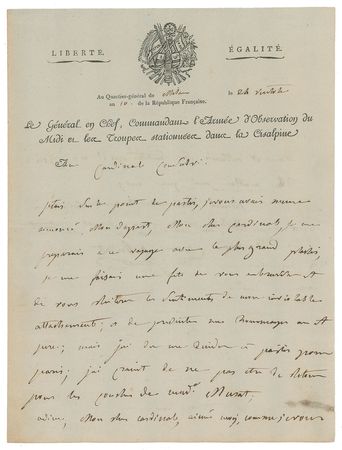 Lot #434 Joachim Murat Handwritten Letter Signed - Image 1
