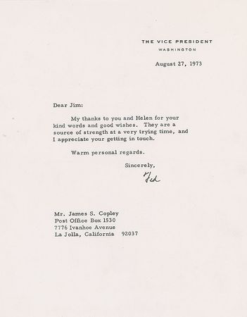 Lot #288 Spiro Agnew Letters - Image 1