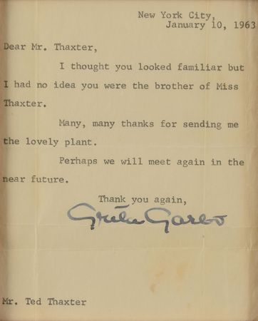 Lot #883 Greta Garbo Typed Letter Signed - Image 2