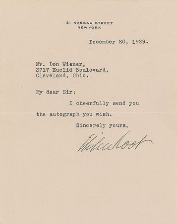Lot #373 Elihu Root - Image 1