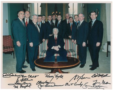 Lot #133 Bill Clinton Impeachment Committee Photograph and Ticket - Image 1