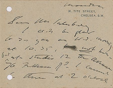 Lot #598 John Singer Sargent Handwritten Letter Signed - Image 1