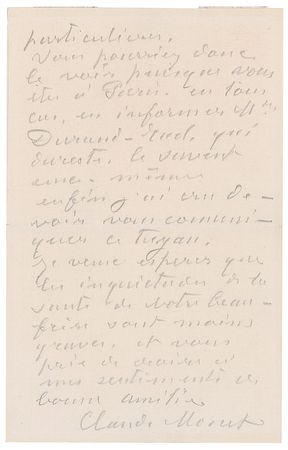 Lot #544 Claude Monet: To Julie Manet, on protecting her collection during WWI - Image 2