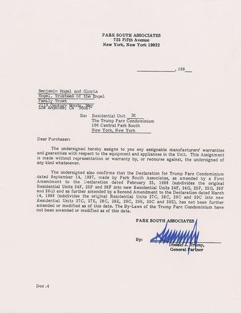 Lot #210 Donald Trump Signed Document - Image 1