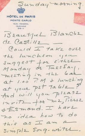 Lot #817 Cole Porter Handwritten Letter Signed - Image 1