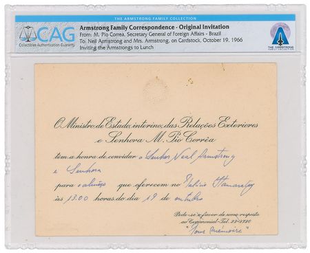 Lot #484 Neil Armstrong: Brazil Invitation Invitation - Image 1