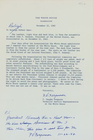 Lot #35 John F. Kennedy Assassination Limousine Leather: Swatches from the assassination limousine’s leather interior - Image 10