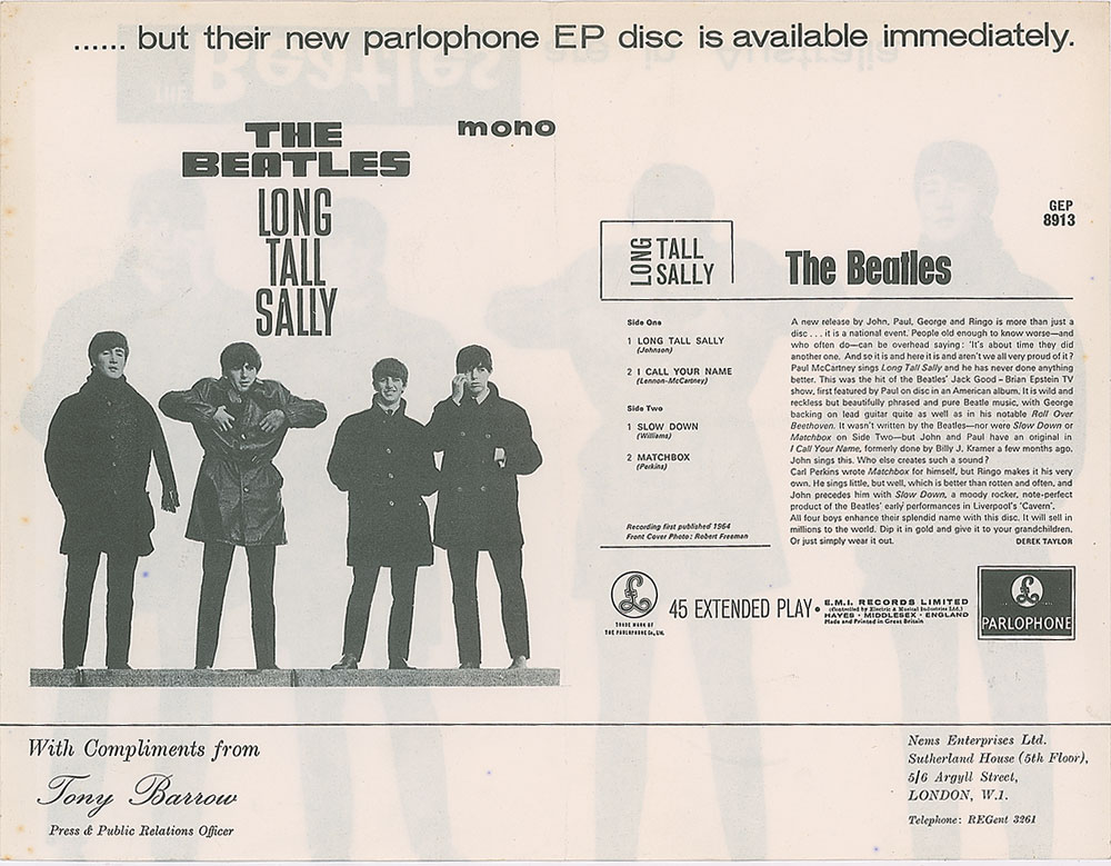 The Beatles Long Tall Sally EP UK最初期プレス The Beatles Long Tall Sally EP UK最初期プレス 250px