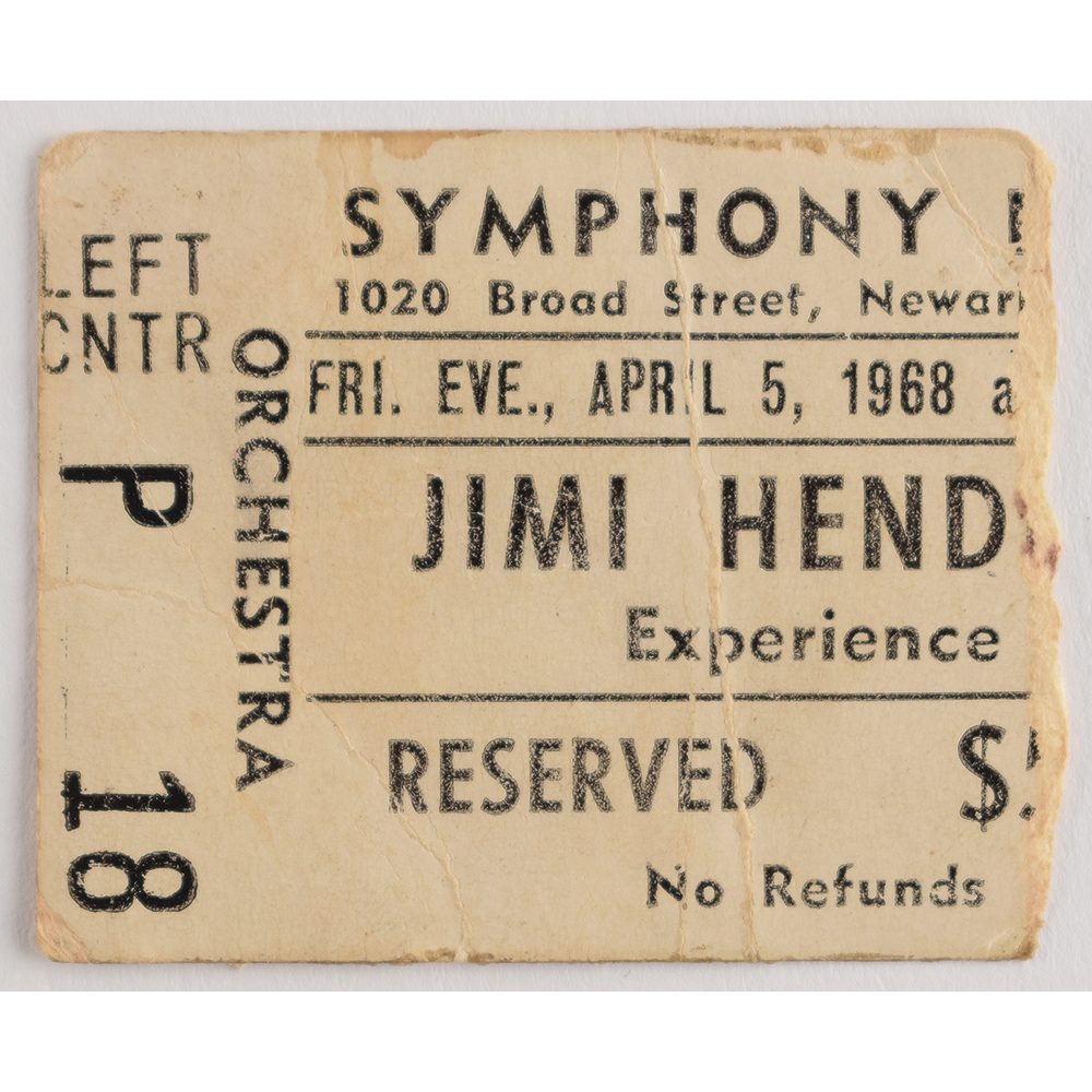 Jimi Hendrix Experience 1968 Newark Ticket Stub | RR Auction