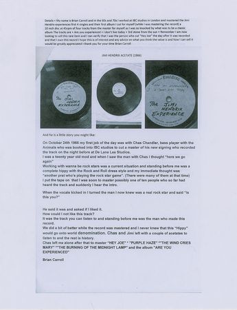 Lot #5120 Jimi Hendrix Experience Acetate - Image 4