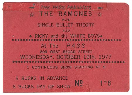 Lot #9152  Ramones 1977 Richmond Concert Ticket - Image 1
