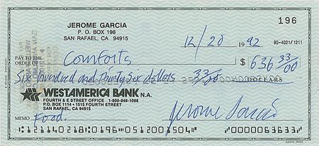 Lot #5145 Jerry Garcia Signed Check