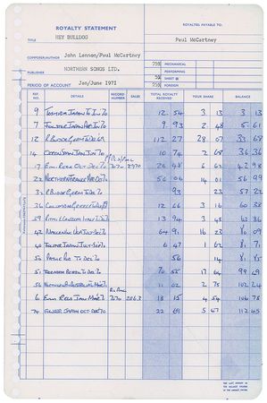 Lot #5082 John Lennon and Paul McCartney Royalty Statements - Image 2