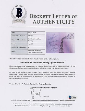 Lot #5112 Jimi Hendrix and Noel Redding Signatures - Image 2