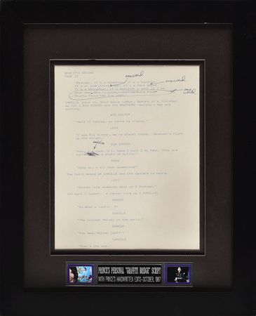 Lot #5367  Prince Graffiti Bridge Script Page with Handwritten Notes - Image 2