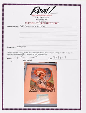 Lot #5155 Bob Weir Signed Photograph - Image 3