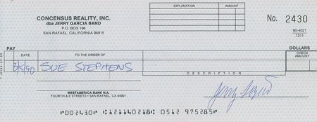 Lot #5146 Jerry Garcia Signed Check - Image 1