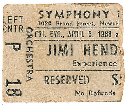 Lot #5116 Jimi Hendrix Experience 1968 Newark