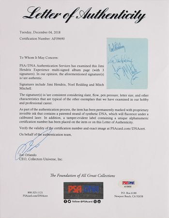 Lot #5125  Jimi Hendrix Experience Signatures - Image 5