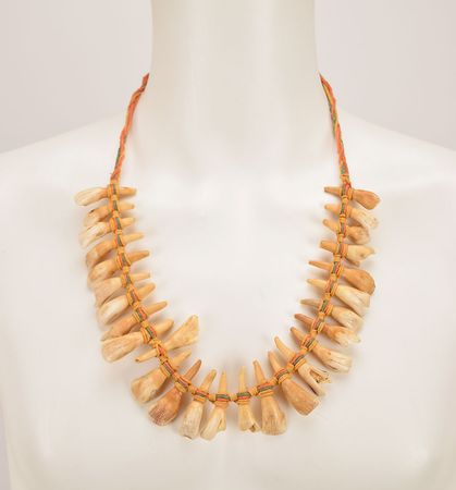 Lot #5292  Boston: Sib Hashian's Stage-Worn Leather Vest and Tooth Necklace - Image 3