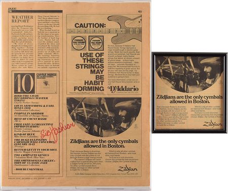 Lot #5295  Boston: Sib Hashian's Zildjian Cymbal Ads - Image 1
