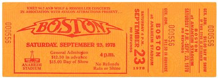 Lot #5270  Boston: Sib Hashian's Anaheim Stadium Concert Award and Ticket - Image 3