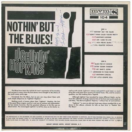 Lot #5190  Lightnin' Hopkins Signed Album - Image 1
