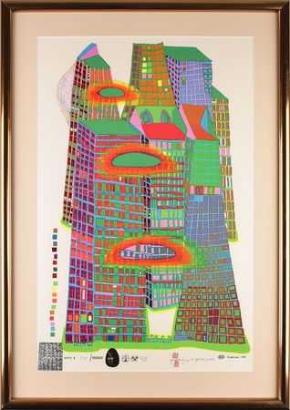 Lot #5266  Boston: Sib Hashian's 'Good Morning City' Screenprint by Friedensreich Hundertwasser - Image 2