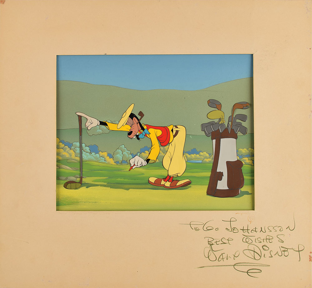 Walt Disney signed Goofy production cels from How to Play Golf: