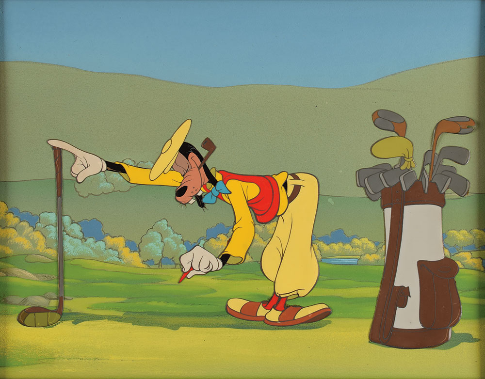 Walt Disney signed Goofy production cels from How to Play Golf: