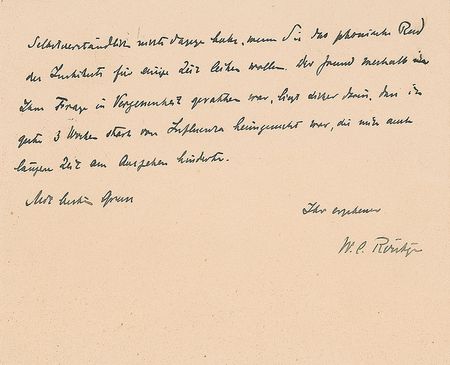 Lot #309 Wilhelm Rontgen: Rontgen sends thanks “for the difficult-to-produce gold solution, which I had the chance to admire in the paraboloid condenser just yesterday” - Image 2