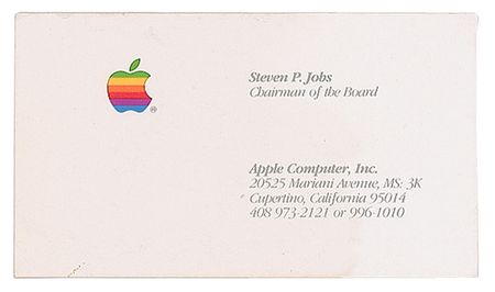 Lot #335. Steve Jobs Apple Computer Business Card