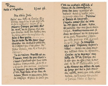 Lot #542 Camille Pissarro: Lengthy letter to his wife on work and family, written from Rouen - Image 1