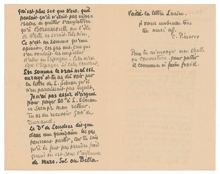 Lot #542 Camille Pissarro: Lengthy letter to his wife on work and family, written from Rouen - Image 2