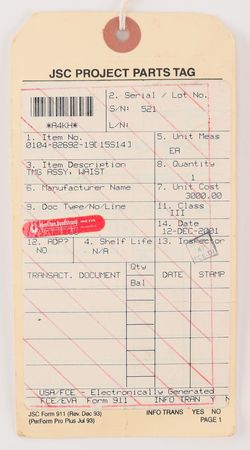 Lot #517 Space Shuttle EMU Suit Waist TMG Waist Tmg - Image 4