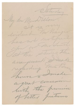 Lot #877 Flo Ziegfeld Handwritten Letter Signed - Image 1