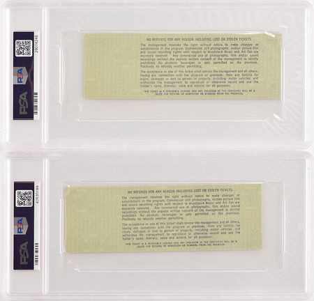 Lot #714 Lot of (2) 1969 Woodstock Music and Art Fair Unused Three Day Tickets - PSA 9 Tickets - Image 2