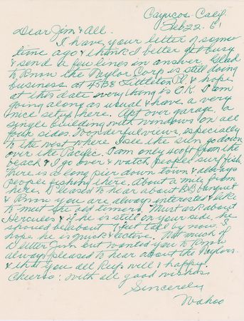 Lot #898 'Wahoo' Sam Crawford Handwritten Letter Signed - Image 1
