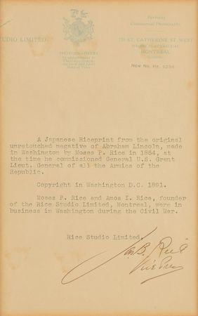 Lot #24 Abraham Lincoln Rice Print - Image 2